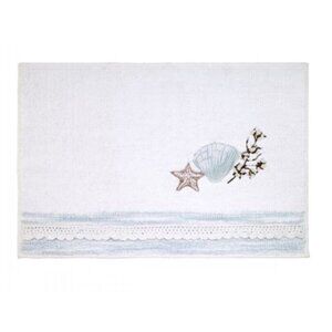 Avanti Linens Farmhouse Shell Bath Rug 20in x 30in 100% Cotton White/Blue
